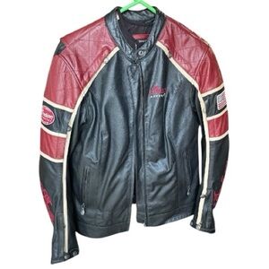 Indian Motorcycle Black and Red Leather Jacket